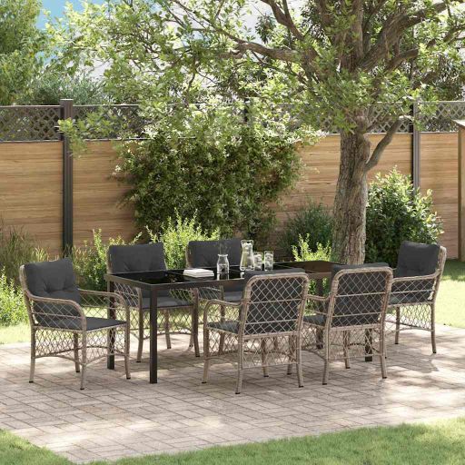 vidaXL Garten Essgruppe mit Kissen 3 pcs Schwarz Poly-Rattan
