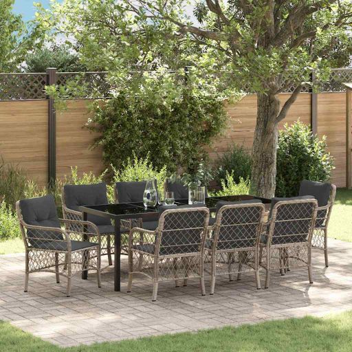 vidaXL Garten Essgruppe mit Kissen 3 pcs Schwarz Poly-Rattan