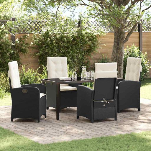 vidaXL Garten Essgruppe mit Kissen 3 pcs Schwarz Poly-Rattan