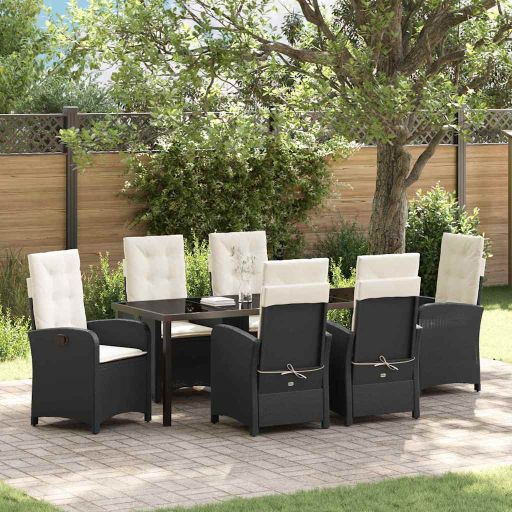 vidaXL Garten Essgruppe mit Kissen 3 pcs Schwarz Poly-Rattan