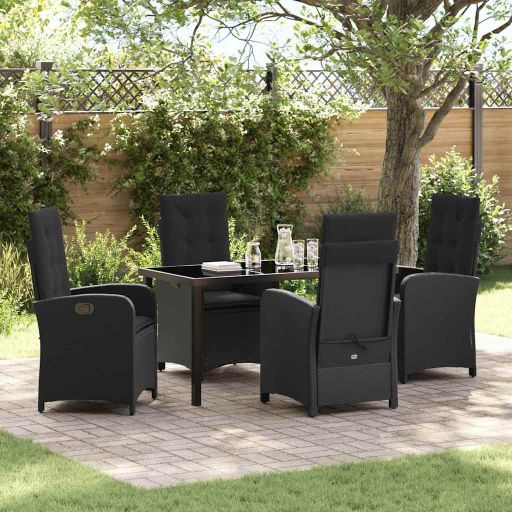 vidaXL Garten Essgruppe mit Kissen 3 pcs Schwarz Poly-Rattan