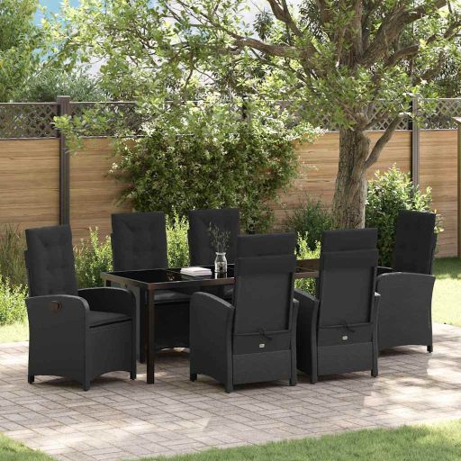 vidaXL Garten Essgruppe mit Kissen 3 pcs Schwarz Poly-Rattan