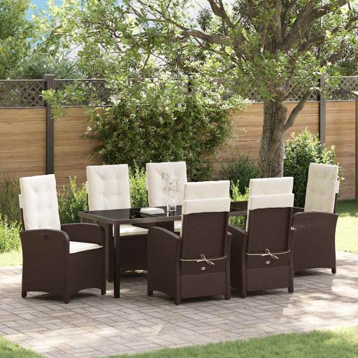 vidaXL Garten Essgruppe mit Kissen 3 pcs Schwarz Poly-Rattan