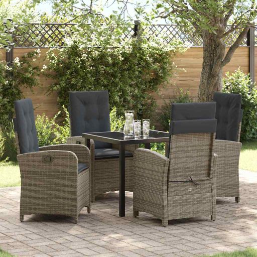 vidaXL Garten Essgruppe mit Kissen 3 pcs Schwarz Poly-Rattan
