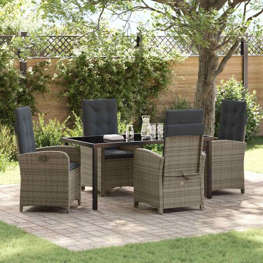vidaXL Garten Essgruppe mit Kissen 3 pcs Schwarz Poly-Rattan
