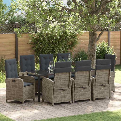 vidaXL Garten Essgruppe mit Kissen 3 pcs Schwarz Poly-Rattan