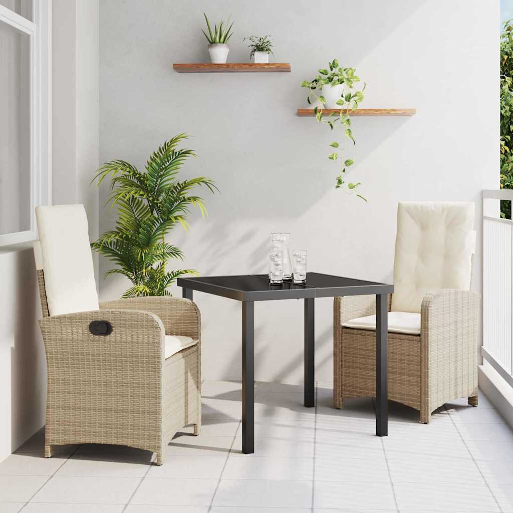 vidaXL Garten Essgruppe mit Kissen 3 pcs Schwarz Poly-Rattan