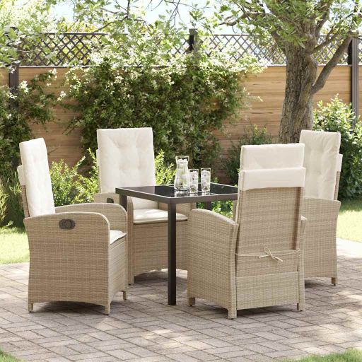 vidaXL Garten Essgruppe mit Kissen 3 pcs Schwarz Poly-Rattan