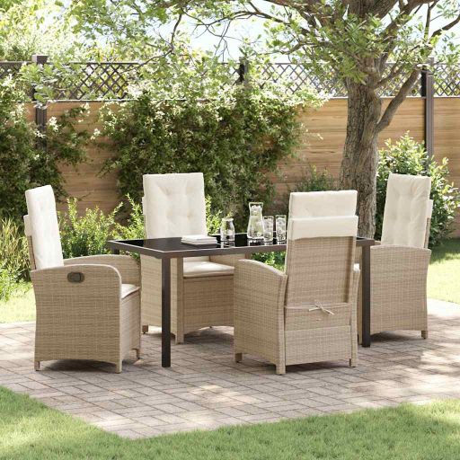 vidaXL Garten Essgruppe mit Kissen 3 pcs Schwarz Poly-Rattan
