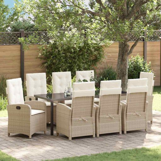 vidaXL Garten Essgruppe mit Kissen 3 pcs Schwarz Poly-Rattan