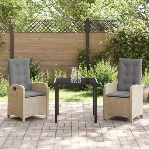 vidaXL Garten Essgruppe mit Kissen 3 pcs Schwarz Poly-Rattan