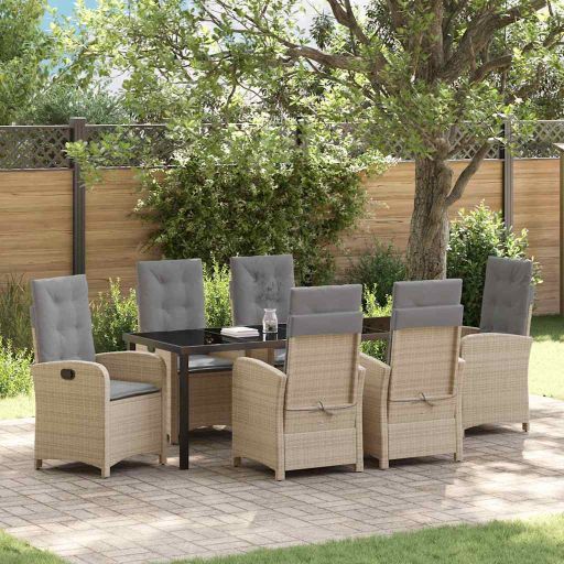 vidaXL Garten Essgruppe mit Kissen 3 pcs Schwarz Poly-Rattan