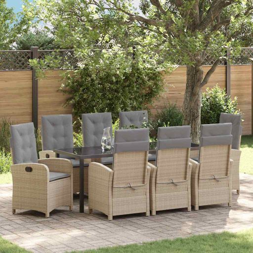 vidaXL Garten Essgruppe mit Kissen 3 pcs Schwarz Poly-Rattan