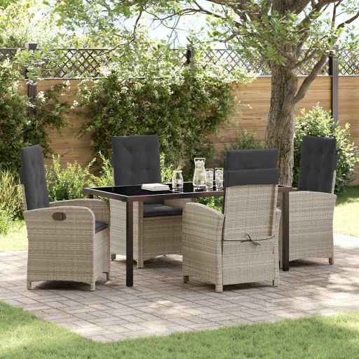 vidaXL Garten Essgruppe mit Kissen 3 pcs Schwarz Poly-Rattan