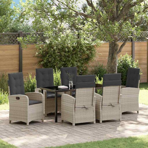vidaXL Garten Essgruppe mit Kissen 3 pcs Schwarz Poly-Rattan