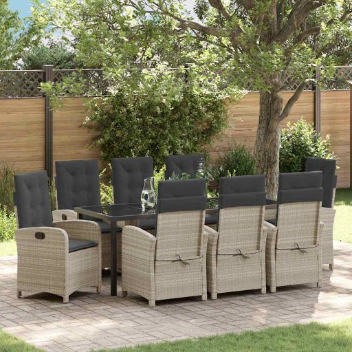 vidaXL Garten Essgruppe mit Kissen 3 pcs Schwarz Poly-Rattan