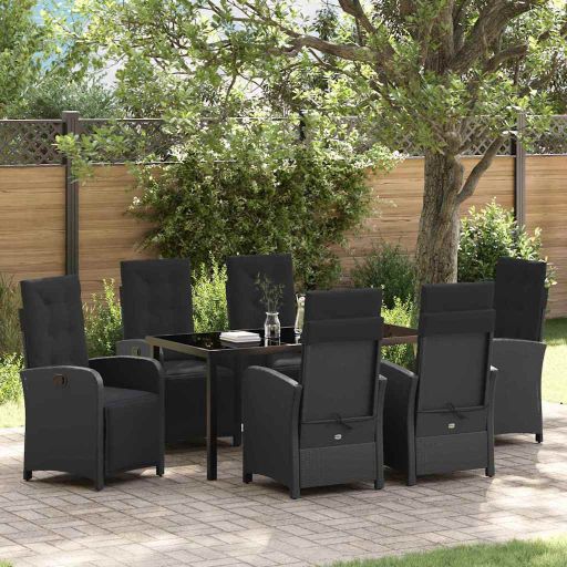 vidaXL Garten Essgruppe mit Kissen 3 pcs Schwarz Poly-Rattan