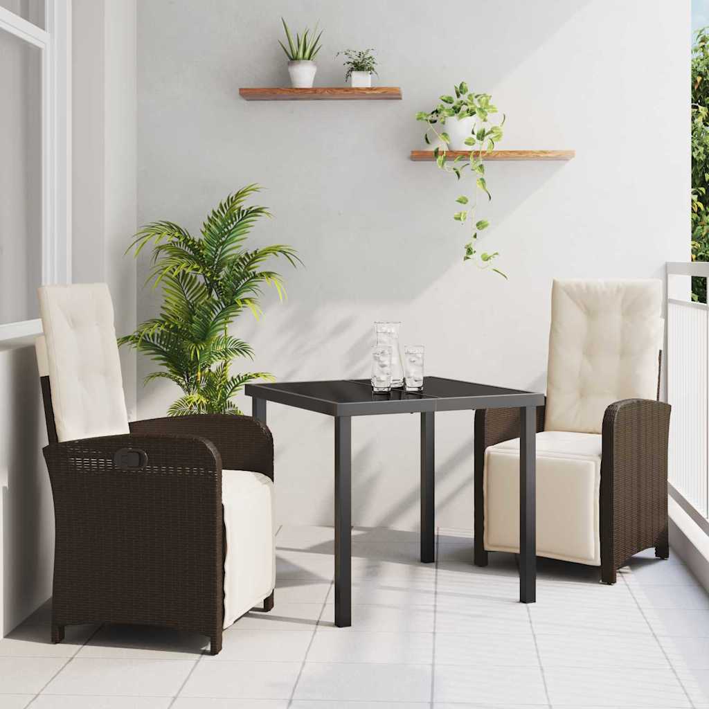 vidaXL Garten Essgruppe mit Kissen 3 pcs Schwarz Poly-Rattan