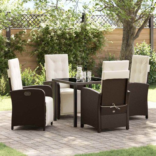 vidaXL Garten Essgruppe mit Kissen 3 pcs Schwarz Poly-Rattan