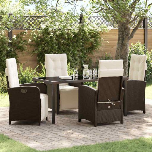 vidaXL Garten Essgruppe mit Kissen 3 pcs Schwarz Poly-Rattan
