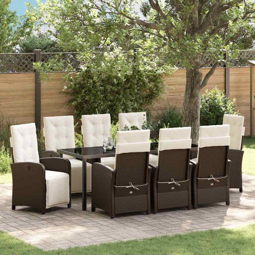 vidaXL Garten Essgruppe mit Kissen 3 pcs Schwarz Poly-Rattan