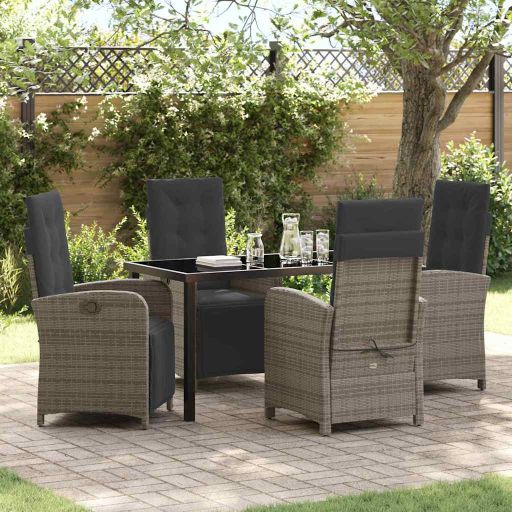 vidaXL Garten Essgruppe mit Kissen 3 pcs Schwarz Poly-Rattan