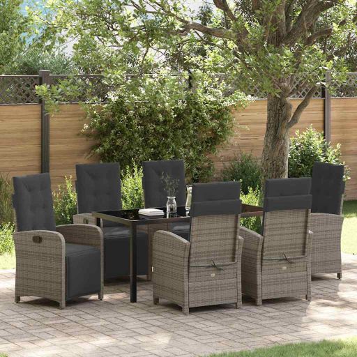 vidaXL Garten Essgruppe mit Kissen 3 pcs Schwarz Poly-Rattan