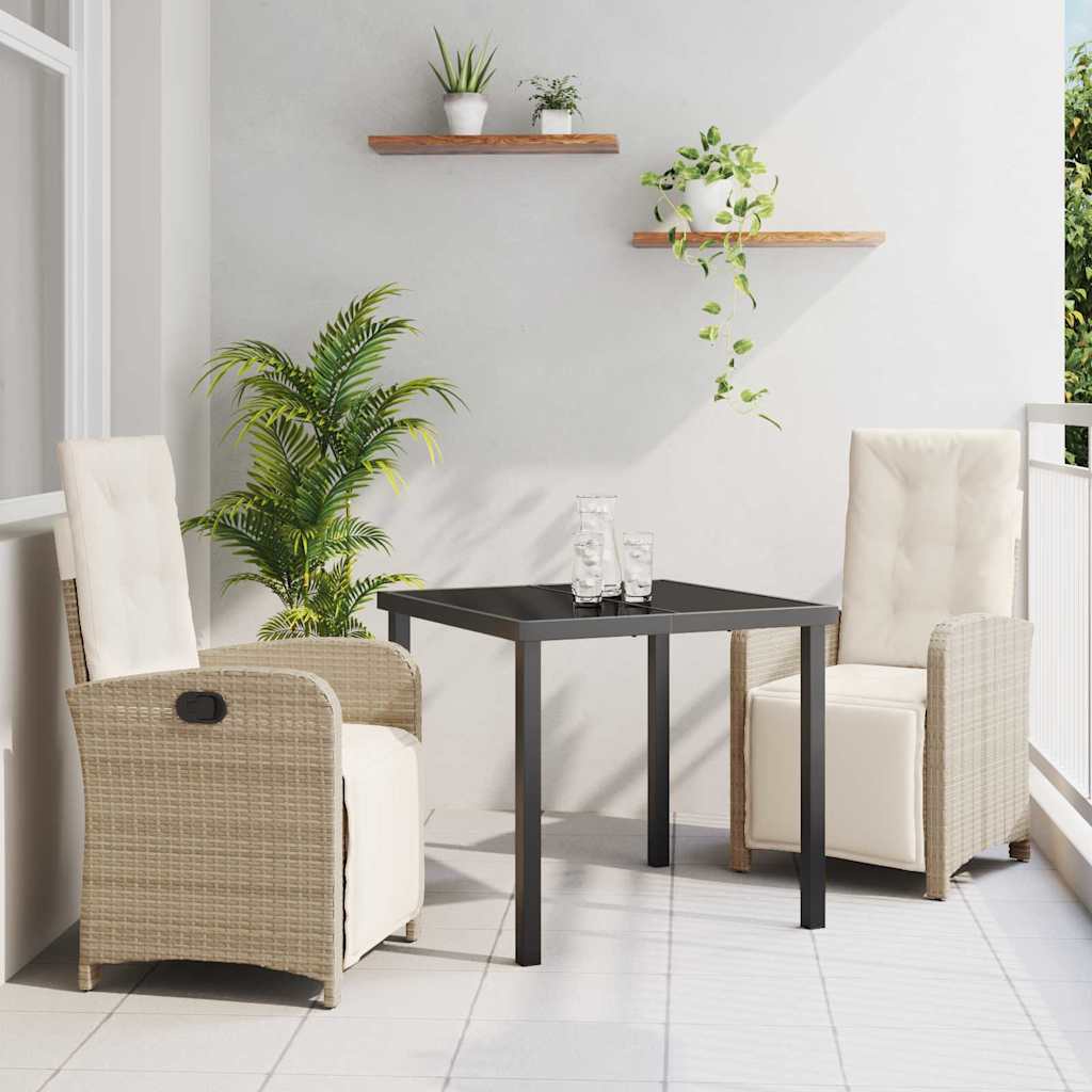 vidaXL Garten Essgruppe mit Kissen 3 pcs Schwarz Poly-Rattan