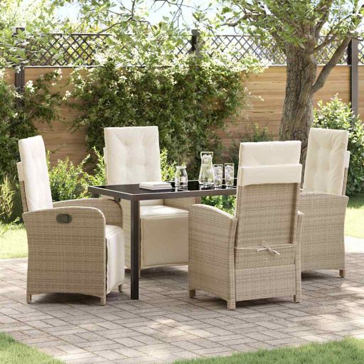 vidaXL Garten Essgruppe mit Kissen 3 pcs Schwarz Poly-Rattan