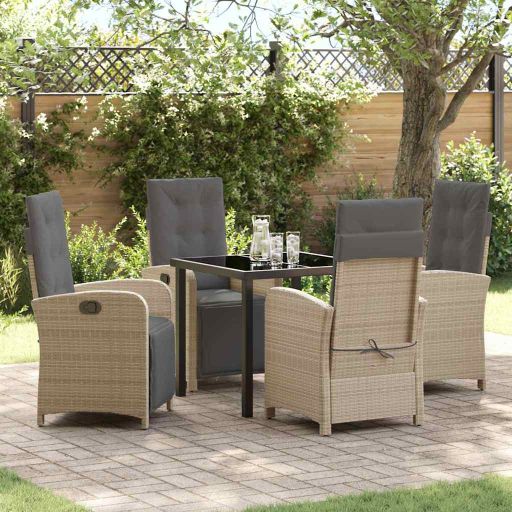 vidaXL Garten Essgruppe mit Kissen 3 pcs Schwarz Poly-Rattan