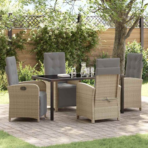 vidaXL Garten Essgruppe mit Kissen 3 pcs Schwarz Poly-Rattan