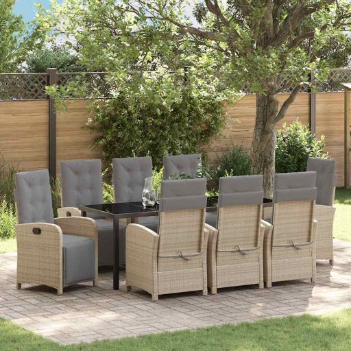 vidaXL Garten Essgruppe mit Kissen 3 pcs Schwarz Poly-Rattan