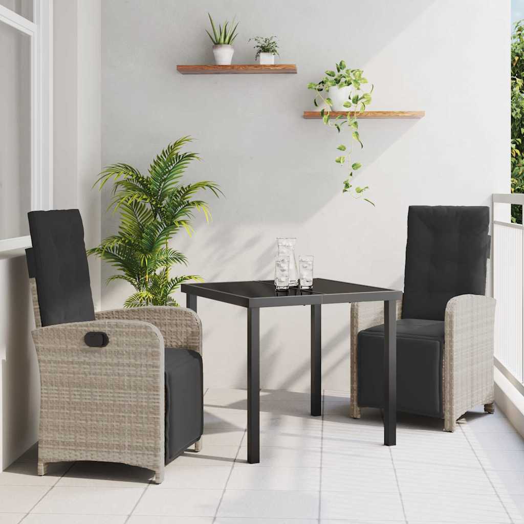vidaXL Garten Essgruppe mit Kissen 3 pcs Schwarz Poly-Rattan
