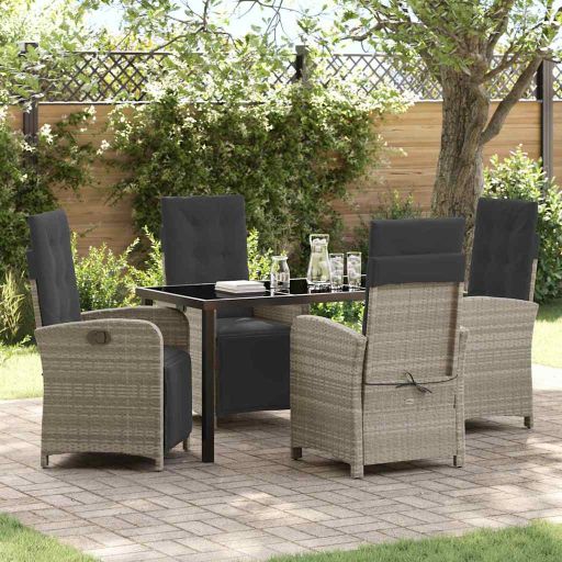 vidaXL Garten Essgruppe mit Kissen 3 pcs Schwarz Poly-Rattan