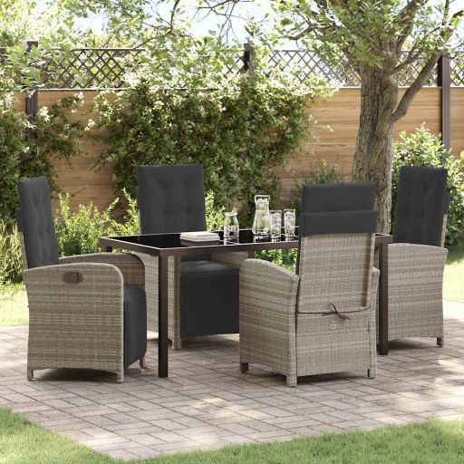 vidaXL Garten Essgruppe mit Kissen 3 pcs Schwarz Poly-Rattan