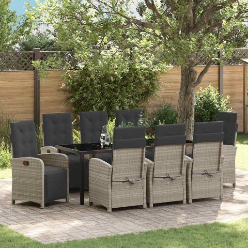 vidaXL Garten Essgruppe mit Kissen 3 pcs Schwarz Poly-Rattan