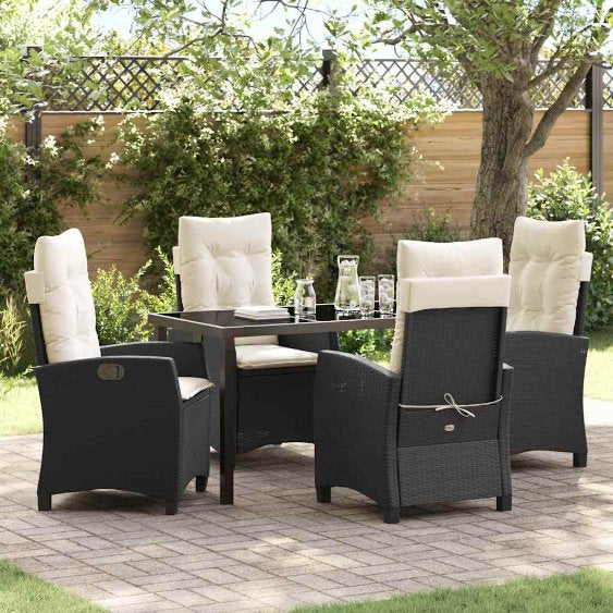 vidaXL Garten Essgruppe mit Kissen 3 pcs Schwarz Poly-Rattan