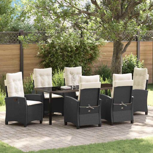 vidaXL Garten Essgruppe mit Kissen 3 pcs Schwarz Poly-Rattan