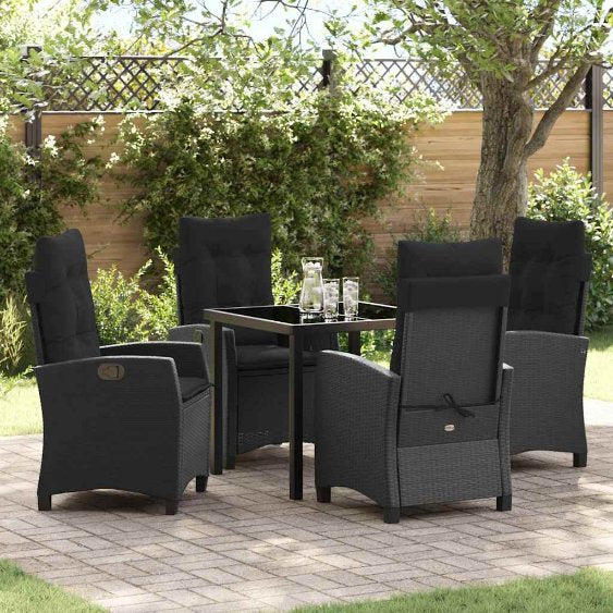 vidaXL Garten Essgruppe mit Kissen 3 pcs Schwarz Poly-Rattan