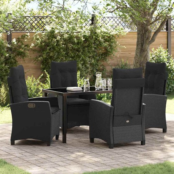 vidaXL Garten Essgruppe mit Kissen 3 pcs Schwarz Poly-Rattan