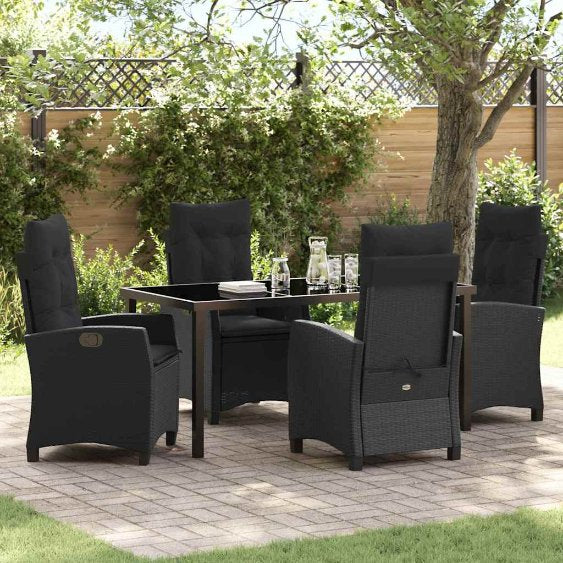 vidaXL Garten Essgruppe mit Kissen 3 pcs Schwarz Poly-Rattan