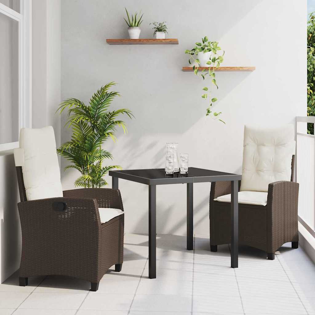 vidaXL Garten Essgruppe mit Kissen 3 pcs Schwarz Poly-Rattan