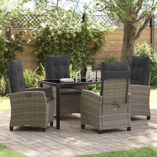 vidaXL Garten Essgruppe mit Kissen 3 pcs Schwarz Poly-Rattan