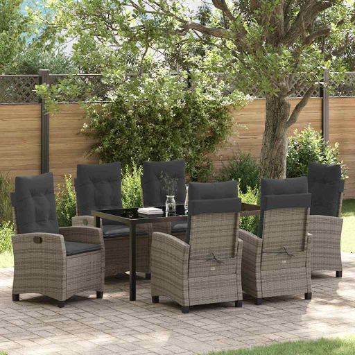 vidaXL Garten Essgruppe mit Kissen 3 pcs Schwarz Poly-Rattan