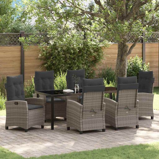 vidaXL Garten Essgruppe mit Kissen 3 pcs Schwarz Poly-Rattan