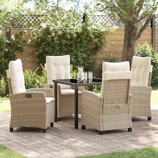 vidaXL Garten Essgruppe mit Kissen 3 pcs Schwarz Poly-Rattan