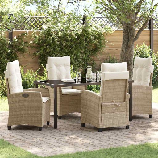 vidaXL Garten Essgruppe mit Kissen 3 pcs Schwarz Poly-Rattan