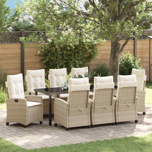 vidaXL Garten Essgruppe mit Kissen 3 pcs Schwarz Poly-Rattan