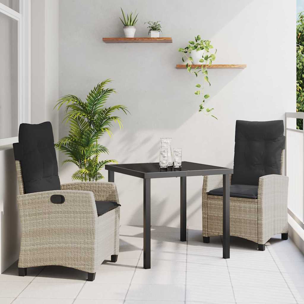 vidaXL Garten Essgruppe mit Kissen 3 pcs Schwarz Poly-Rattan