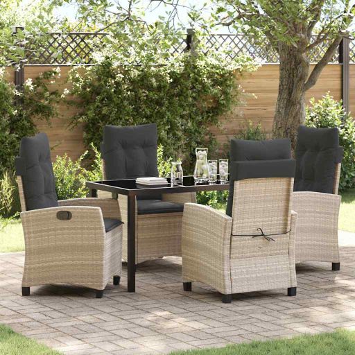 vidaXL Garten Essgruppe mit Kissen 3 pcs Schwarz Poly-Rattan